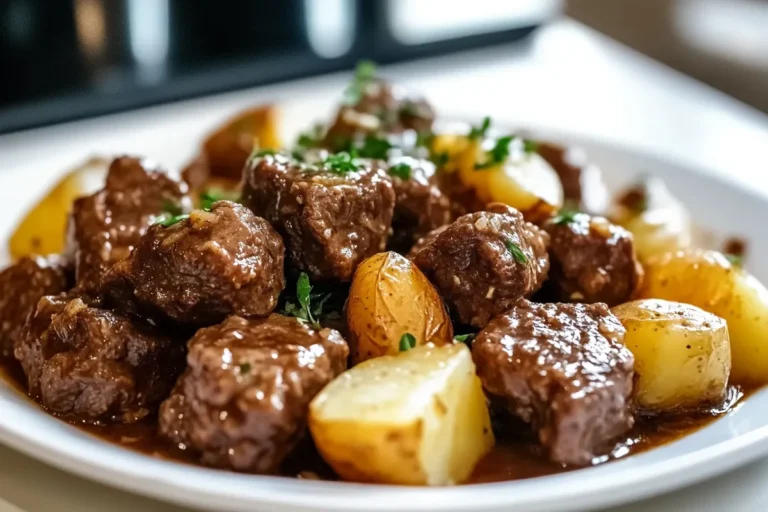 Slow Cooker Garlic Butter Beef Bites & Potatoes Recipe