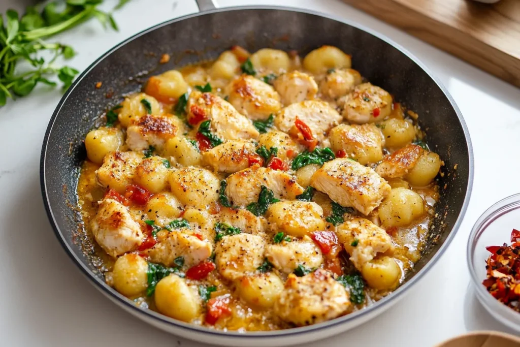 Garlic chicken gnocchi skillet