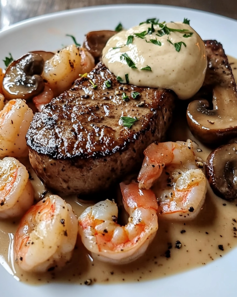 Steak with Creamy Cajun Shrimp Sauce