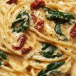 Spaghetti & Spinach with Sun-Dried Tomato Cream Sauce